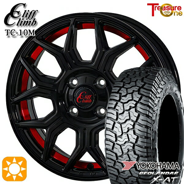 【取付対象】軽トラ 145R14C 85/83Q ヨコハマ ジオランダーX-AT G016 トレジャーワン クリフクライム TC10M ブラックレッドアンダーカット 14インチ 4.5J 4H100 サマータイヤホイールセット