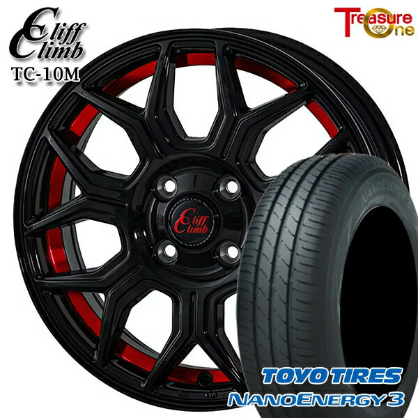 【取付対象】165/60R14 75H トーヨー ナノエナジー3 トレジャーワン クリフクライム TC10M ブラックレッドアンダーカット 14インチ 4.5J 4H100 サマータイヤホイールセット