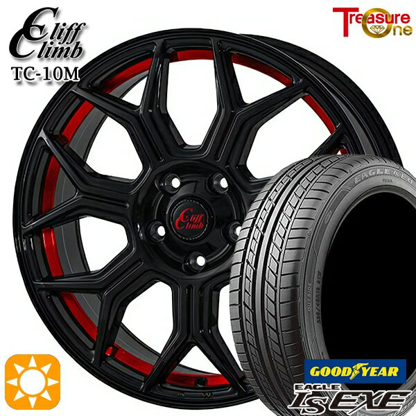 【取付対象】215/40R18 89W XL グッドイヤー イーグル LSEXE トレジャーワン クリフクライム TC10M ブラックレッドアンダーカット 18インチ 7.0J 5H114.3 サマータイヤホイールセット