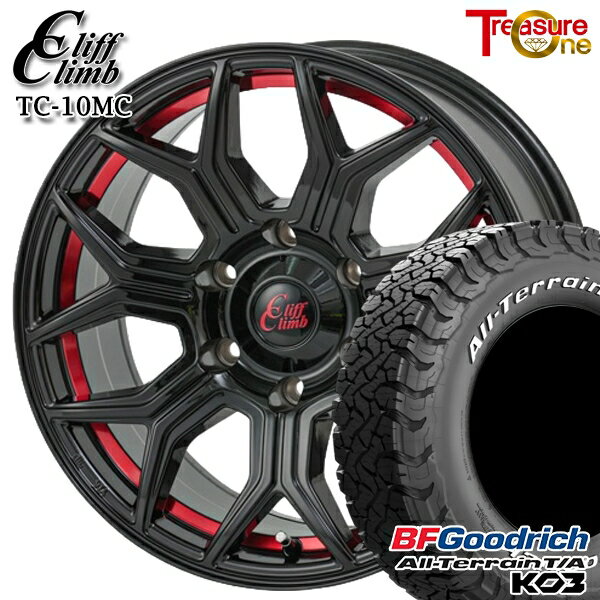 【取付対象】285/70R17 121/118S RWL BFグッドリッチ オールテレーン T/A KO3 トレジャーワン クリフクライム TC10M ブラックレッドアンダーカット 17インチ 8.0J 6H139.7 サマータイヤホイールセット