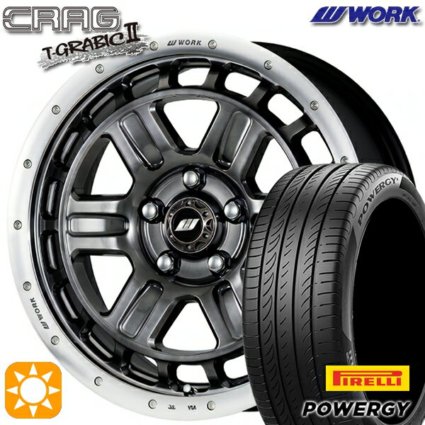 【取付対象】215/60R16 95H ピレリ パワジー WORK クラッグ ティーグラビック2 グリミットブラックカットリム 16インチ 7.0J 5H114.3 +38 サマータイヤホイールセット