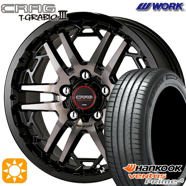 【取付対象】プリウスα ストリーム 205/60R16 96V XL ハンコック veNtus PRime4 K135 WORK クラッグ ティーグラビック3 ブラッククリアグレー 16インチ 7.0J 5H114.3 サマータイヤホイールセット
