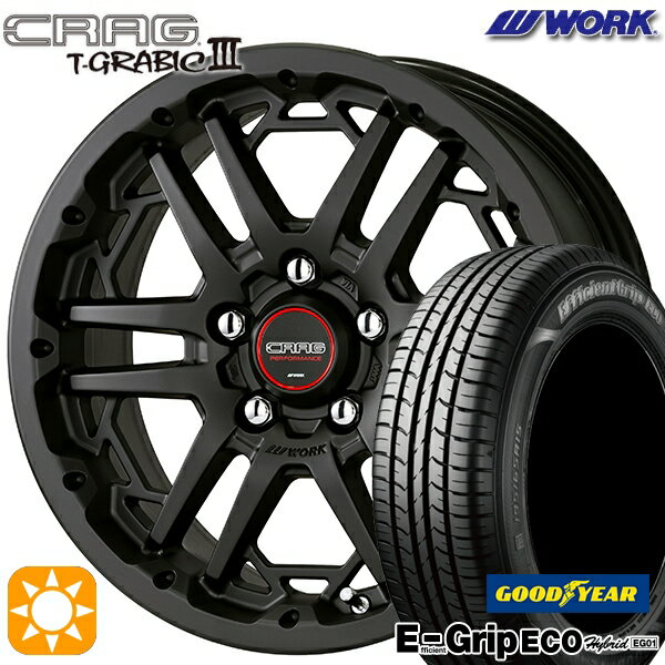 【取付対象】リーフ アクセラ 205/55R16 91V グッドイヤー エフィシェントグリップ エコ EG01 WORK クラッグ ティーグラビック3 マットブラック 16インチ 7.0J 5H114.3 サマータイヤホイールセット