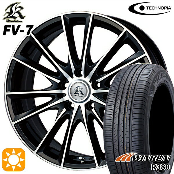 【取付対象】マツダ6 エクストレイル 225/60R18 104V XL ウィンラン R380 テクノピア カシーナ FV7 ブラックポリッシュ 18インチ 7.0J 5H114.3 サマータイヤホイールセット