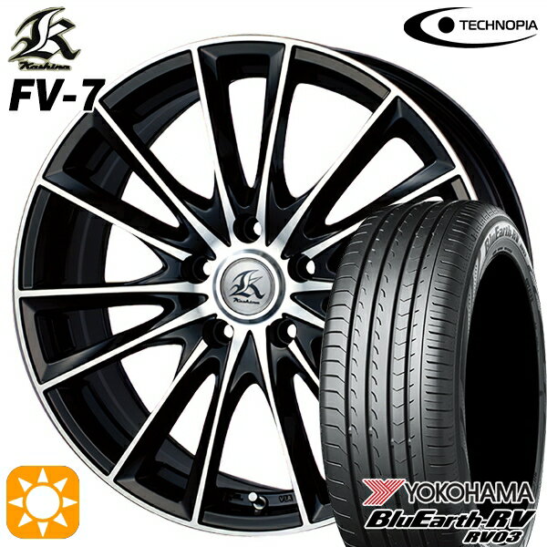 【取付対象】215/50R17 95V XL ヨコハマ ブルーアース RV03 テクノピア カシーナ FV7 ブラックポリッシュ 17インチ 7.0J 5H114.3 サマータイヤホイールセット