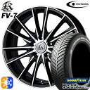 225/55R17 101H XL グッドイヤー ベクター フォーシーズンズ テクノピア カシーナ FV7 ブラックポリッシュ 17インチ 7.0J 5H114.3 オールシーズンタイヤホイールセット