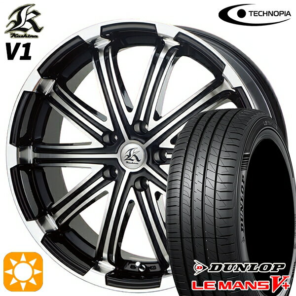 【取付対象】225/35R19 88W XL ダンロップ ルマン5+ テクノピア カシーナ V1 ブラックポリッシュ 19インチ 8.0J 5H114.3 サマータイヤホイールセット