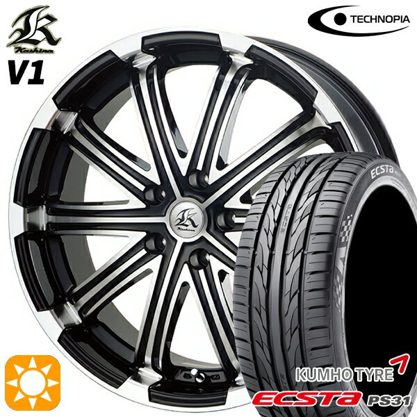 【取付対象】アイシス ノア/ヴォクシー 215/45R17 91W XL クムホ エクスタ PS31 テクノピア カシーナ V1 ブラックポリッシュ 17インチ 7.0J 5H114.3 サマータイヤホイールセット