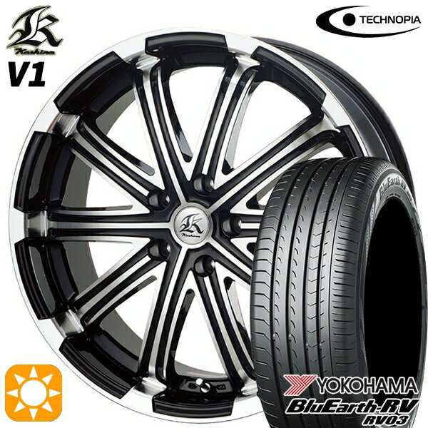 【取付対象】245/35R20 95W XL ヨコハマ ブルーアース RV03 テクノピア カシーナ V1 ブラックポリッシュ 20インチ 8.5J 5H114.3 サマータイヤホイールセット