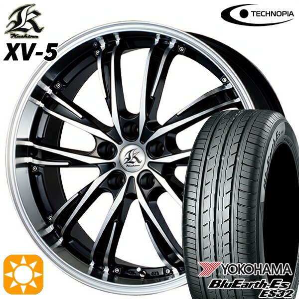 【取付対象】215/50R17 95V XL ヨコハマ ブルーアース ES32 テクノピア カシーナ XV5 ブラックポリッシュ 17インチ 7.0J 5H114.3 サマータイヤホイールセット