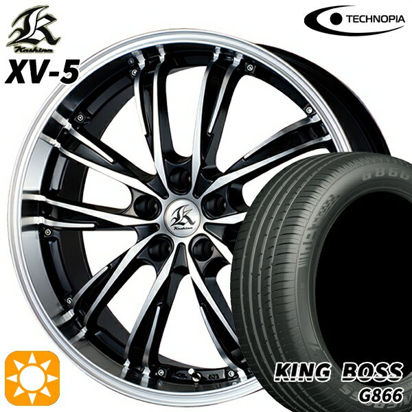 【取付対象】215/45R17 91W XL キングボス G866 テクノピア カシーナ XV5 ブラックポリッシュ 17インチ 7.0J 5H100 サマータイヤホイールセット