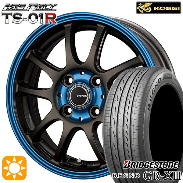 【取付対象】155/65R14 75H ブリヂストン レグノ GR-X3 コーセイ リテラシー TS-01R ブラック/ブルークリア 14インチ 4.5J 4H100 +43 サマータイヤホイールセット