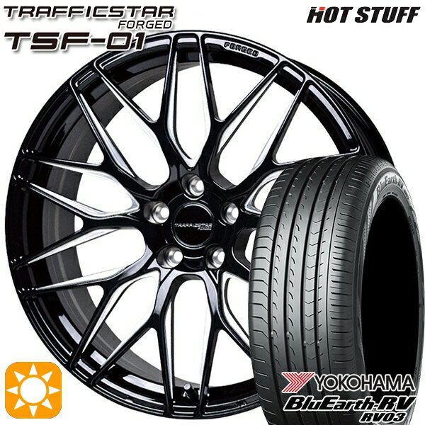 【取付対象】アルファード C-HR 245/35R20 95W XL ヨコハマ ブルーアース RV03 HotStuff トラフィックスターフォージド TSF-01 ブラック/マシニングポリッシュ 20インチ 8.5J 5H114.3 サマータイヤホイールセット