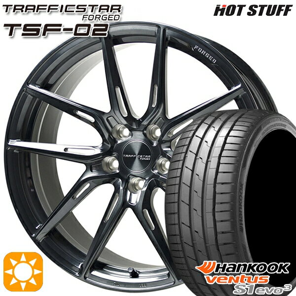 【取付対象】アルファード C-HR 245/35R20 95Y XL ハンコック veNtus S1 evo3 K127 HotStuff トラフィックスターフォージド TSF-02 ブラッシュド/ブラッククリア 20インチ 8.5J 5H114.3 サマータイヤホイールセット