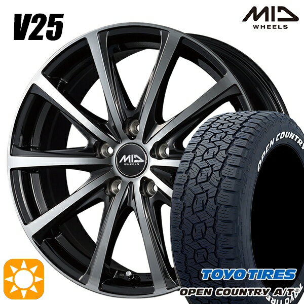 【取付対象】30/50プリウス 185/65R15 88H トーヨー オープンカントリーA/T3 ホワイトレター MID ユーロスピード V25 ブラックポリッシュ 15インチ 6.0J 5H100 サマータイヤホイールセット