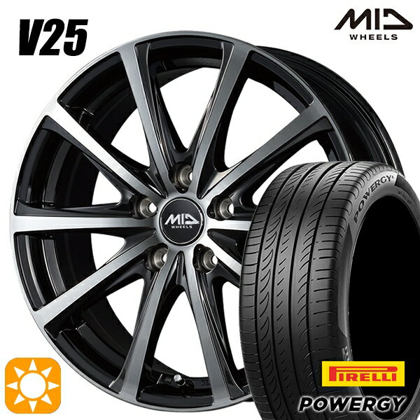 【取付対象】215/60R17 96V ピレリ パワジー MID ユーロスピード V25 ブラックポリッシュ 17インチ 7.0J 5H114.3 サマータイヤホイールセット