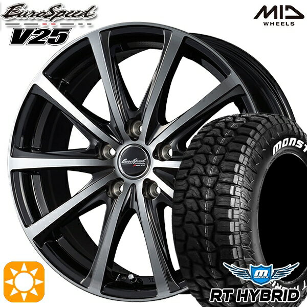 【取付対象】195/65R15 91S RWL モンスタ RTハイブリッド MID ユーロスピード V25 ブラックポリッシュ 15インチ 6.0J 5H114.3 サマータイヤホイールセット