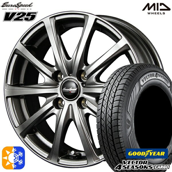 軽トラ 145/80R12 80/78N ベクター フォーシーズンズ カーゴ MID ユーロスピード V25 12インチ 4.0J 4H100 メタリックグレー オールシーズンタイヤホイールセット