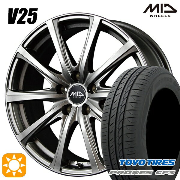 【取付対象】エスティマ ヤリスクロス 215/60R16 95H トーヨー プロクセス CF3 MID ユーロスピード V25 メタリックグレー 16インチ 6.5J 5H114.3 サマータイヤホイールセット