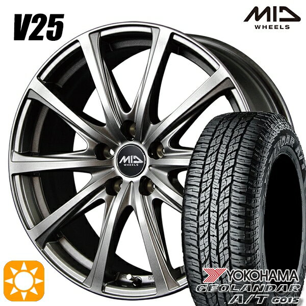 【取付対象】エルグランド クロスロード 215/65R16 98H ヨコハマ ジオランダーA/T G015 MID ユーロスピード V25 メタリックグレー 16インチ 6.5J 5H114.3 サマータイヤホイールセット