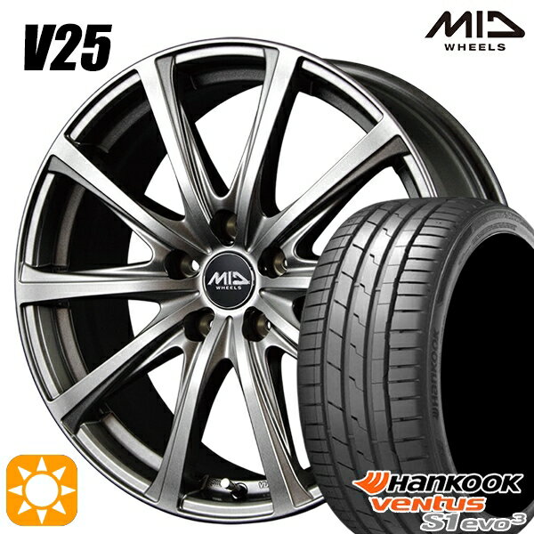 【取付対象】セレナ 215/40R18 89Y XL ハンコック veNtus S1 evo3 K127 MID ユーロスピード V25 メタリックグレー 18インチ 7.5J 5H114.3 サマータイヤホイールセット