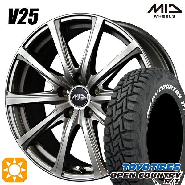 【取付対象】エルグランド クロスロード 215/65R16 109/107Q トーヨー オープンカントリー R/T ホワイトレター MID ユーロスピード V25 メタリックグレー 16インチ 6.5J 5H114.3 サマータイヤホイールセット