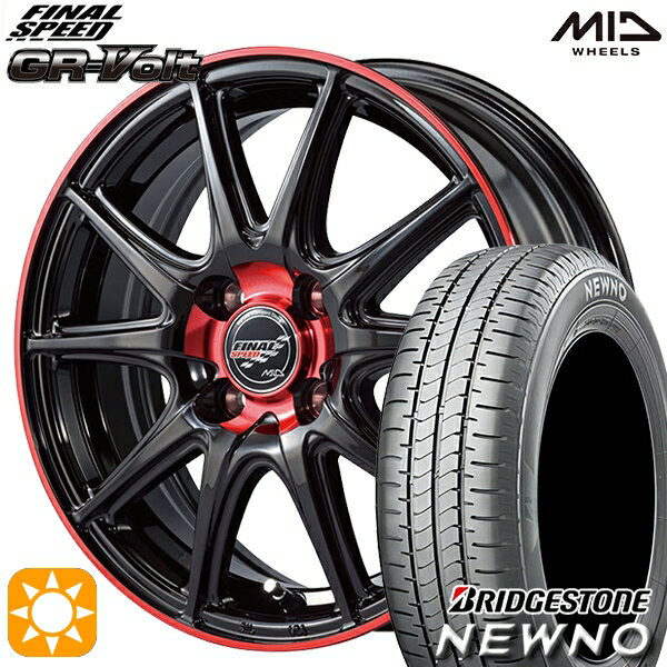 【取付対象】195/45R16 84V ブリヂストン ニューノ MID ファイナルスピード GR-ボルト レッドフレアブラック 16インチ 6.0J 4H100 サマータイヤホイールセット