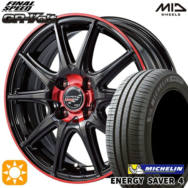 【取付対象】185/55R16 87V XL ミシュラン エナジーセイバー4 MID ファイナルスピード GR-ボルト レッドフレアブラック 16インチ 6.0J 4H100 サマータイヤホイールセット