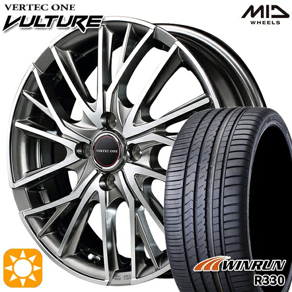 【取付対象】195/40R17 81W XL ウィンラン R330 MID ヴァーテックワン ヴァルチャー ハイパーシルバーポリッシュ 17インチ 6.5J 4H100 サマータイヤホイールセット