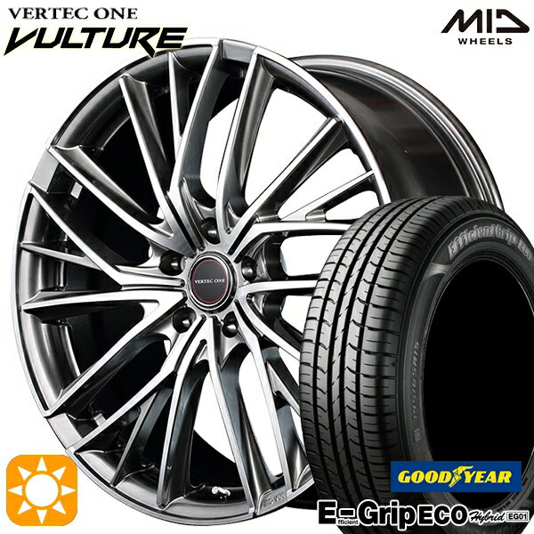 【取付対象】アイシス ノア/ヴォクシー 215/45R17 91W XL グッドイヤー エフィシェントグリップ エコ EG01 MID ヴァーテックワン ヴァルチャー ハイパーシルバーポリッシュ 17インチ 7.0J 5H114.3 サマータイヤホイールセット