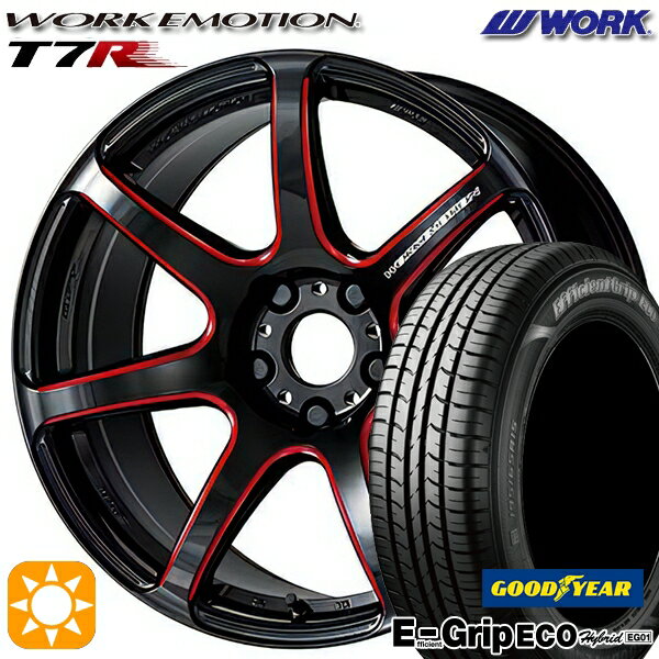 【取付対象】リーフ レヴォーグ 215/50R17 91V グッドイヤー エフィシェントグリップ エコ EG01 WORK エモーション T7R Kurenai 17インチ 7.0J 5H114.3 サマータイヤホイールセット