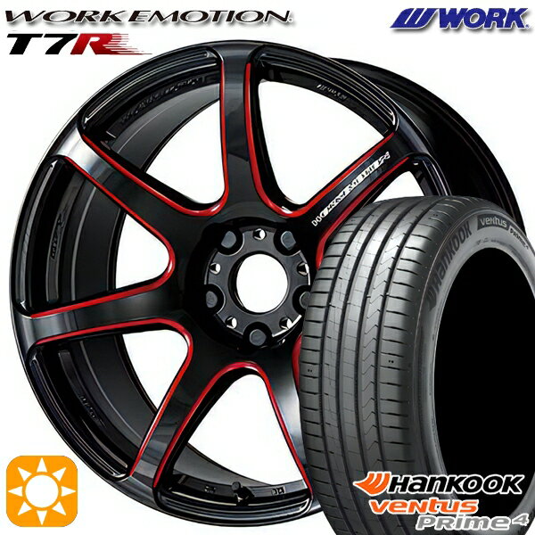 【取付対象】215/50R17 95W XL ハンコック veNtus PRime4 K135 WORK エモーション T7R Kurenai 17インチ 7.0J 5H114.3 サマータイヤホイールセット