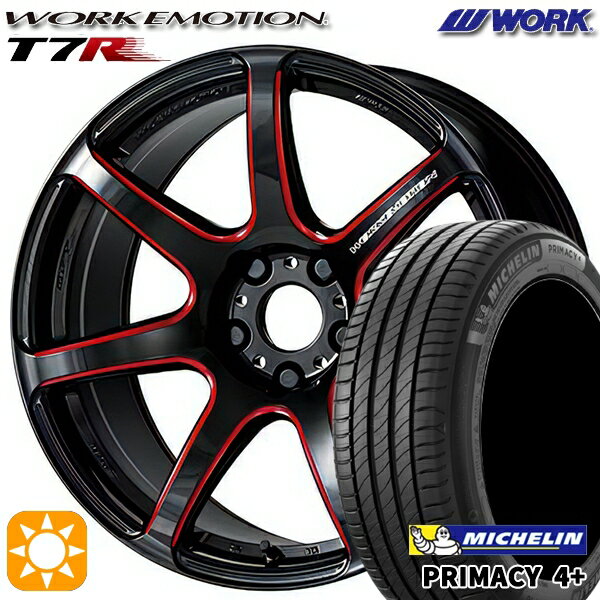 【取付対象】205/50R17 93W XL ミシュラン プライマシー4プラス WORK エモーション T7R Kurenai 17インチ 7.0J 5H114.3 サマータイヤホイールセット