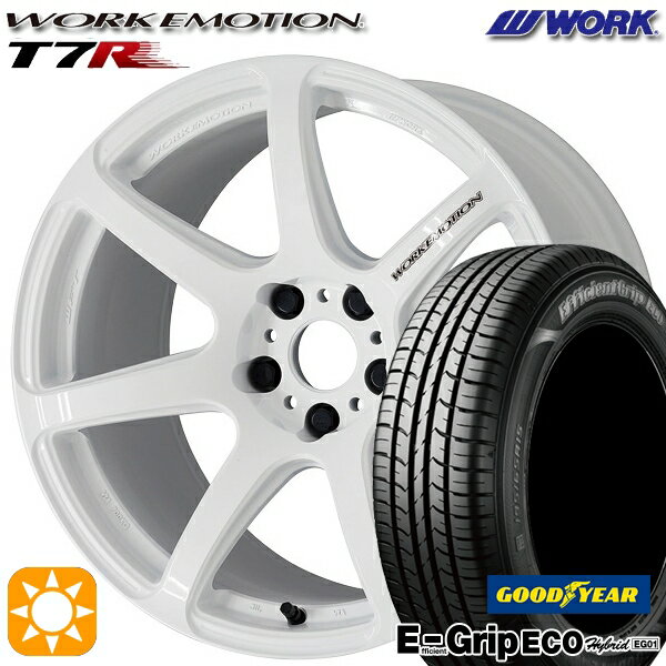 【取付対象】リーフ レヴォーグ 215/50R17 91V グッドイヤー エフィシェントグリップ エコ EG01 WORK エモーション T7R ホワイト 17インチ 7.0J 5H114.3 サマータイヤホイールセット