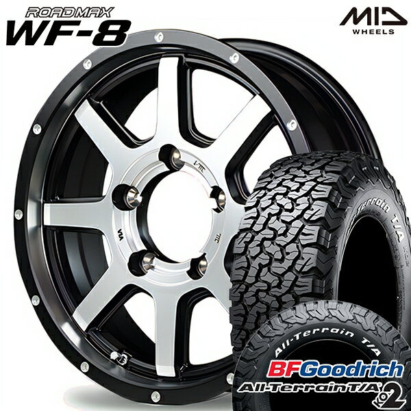 【取付対象】LT215/70R16 100/97R RWL BFグッドリッチ オールテレーン T/A KO2 MID ロードマックス WF8 セミグロスBK リム&ディスクポリッシュ＋FP 16インチ 5.5J 5H139.7 サマータイヤホイールセット