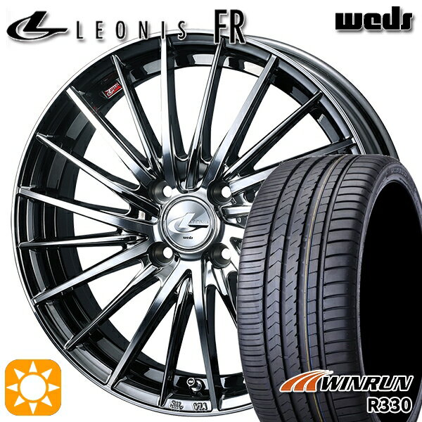 【取付対象】195/45R16 84V XL ウィンラン R330 Weds レオニス FR BMCMC (ブラックメタルコート ミラーカット) 16インチ 6.0J 4H100 サマータイヤホイールセット
