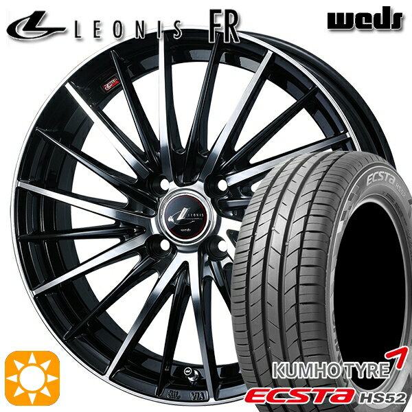 【取付対象】195/45R16 84V XL クムホ エクスタ HS52 Weds レオニス FR PBMC (パールブラック ミラーカット) 16インチ 6.0J 4H100 サマータイヤホイールセット