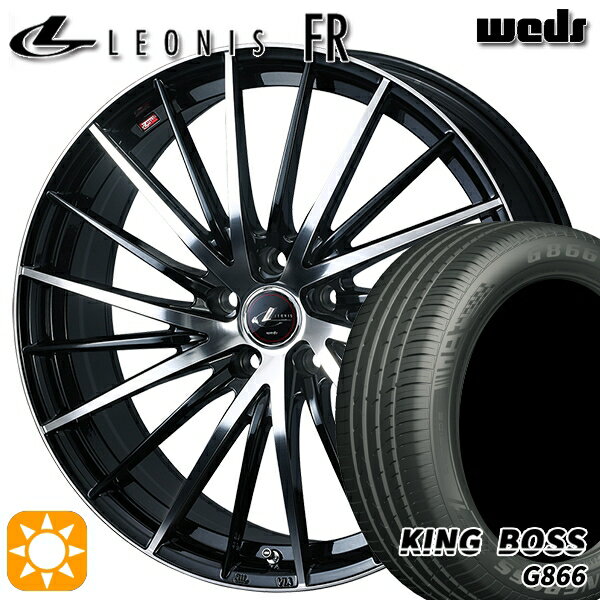 【取付対象】225/55R19 99W キングボス G866 Weds レオニス FR PBMC (パールブラック ミラーカット) 19インチ 8.0J 5H114.3 サマータイヤホイールセット