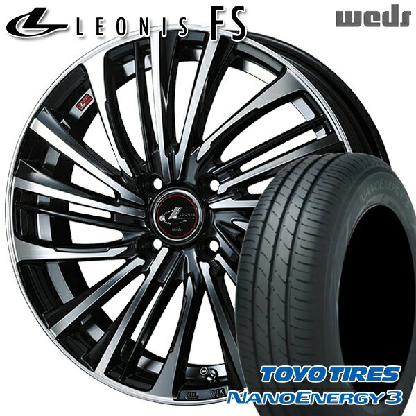 【取付対象】エブリィワゴン 165/60R14 75H トーヨー ナノエナジー3 Weds レオニス FS PBMC (パールブラック/ミラーカット) 14インチ 4.5J 4H100 サマータイヤホイールセット