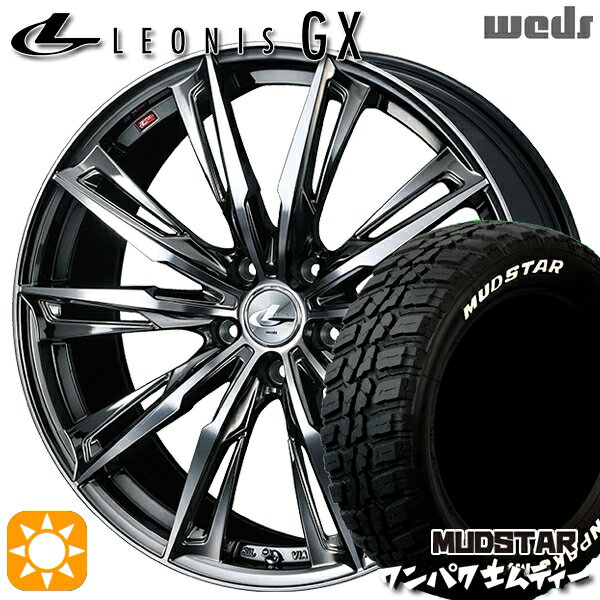 【取付対象】アウトランダー デリカD5 225/55R18 98T WL マッドスター ワンパク M/T ホワイトレター Weds レオニス GX BMCMC (ブラックメタルコート/ミラーカット) 18インチ 7.0J 5H114.3 サマータイヤホイールセット