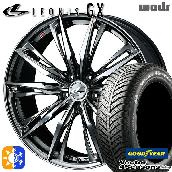 アイシス ノア 215/45R17 91H XL グッドイヤー ベクター フォーシーズンズ Weds ウェッズ レオニス GX 17インチ 7.0J 5H114.3 BMCMC (ブラックメタルコート/ミラーカット) オールシーズンタイヤホイールセット