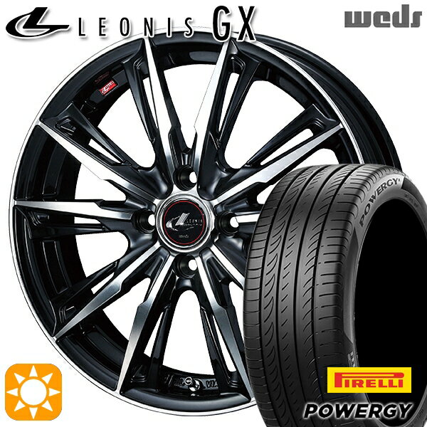 【取付対象】フィット アクア 185/60R15 84H ピレリ パワジー Weds レオニス GX PBMC (パールブラック/ミラーカット) 15インチ 5.5J 4H100 サマータイヤホイールセット