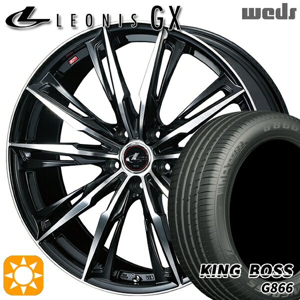 【最大2,000円OFFクーポン】225/45R18 95W XL キングボス G866 Weds レオニス GX PBMC (パールブラック/ミラーカット) 18インチ 8.0J 5H114.3 サマータイヤホイールセット