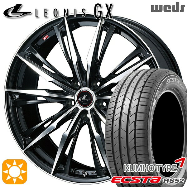 【取付対象】リーフ ノア 205/55R16 91V クムホ エクスタ HS52 Weds レオニス GX PBMC (パールブラック/ミラーカット) 16インチ 6.5J 5H114.3 サマータイヤホイールセット