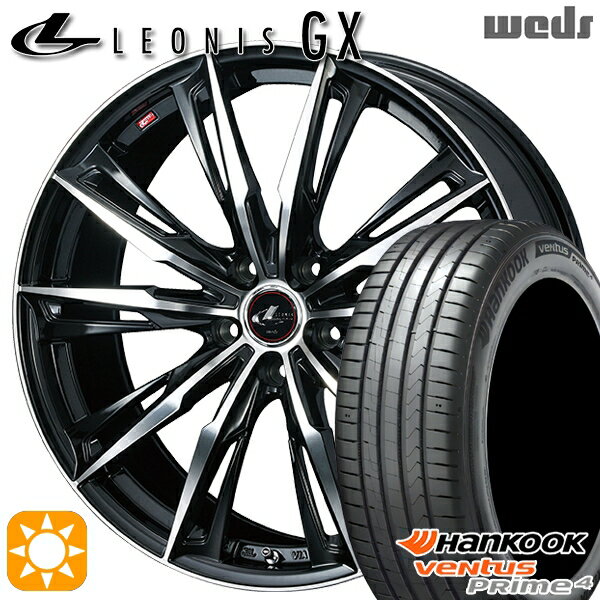 【取付対象】215/45R17 91W XL ハンコック veNtus PRime4 K135 Weds レオニス GX PBMC (パールブラック/ミラーカット) 17インチ 7.0J 5H114.3 サマータイヤホイールセット