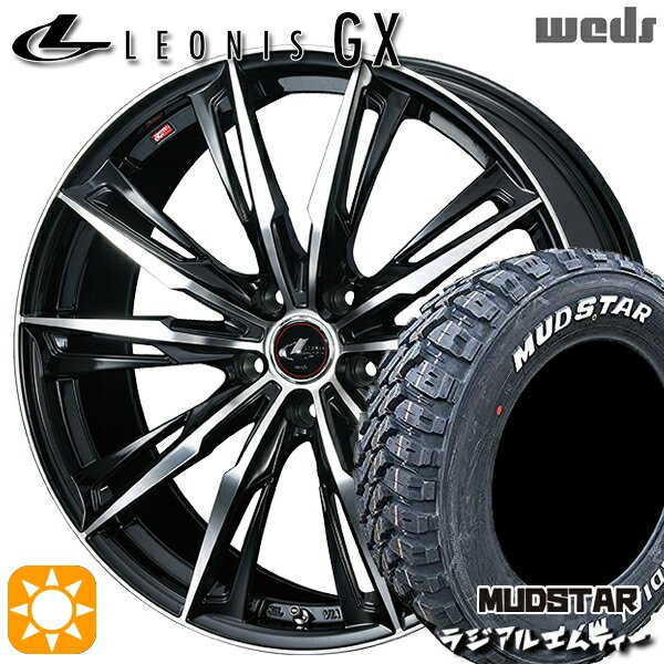 【取付対象】ヴェゼル オデッセイ 215/60R16 99T XL マッドスター ラジアル M/T ホワイトレター Weds レオニス GX PBMC (パールブラック/ミラーカット) 16インチ 6.5J 5H114.3 サマータイヤホイールセット