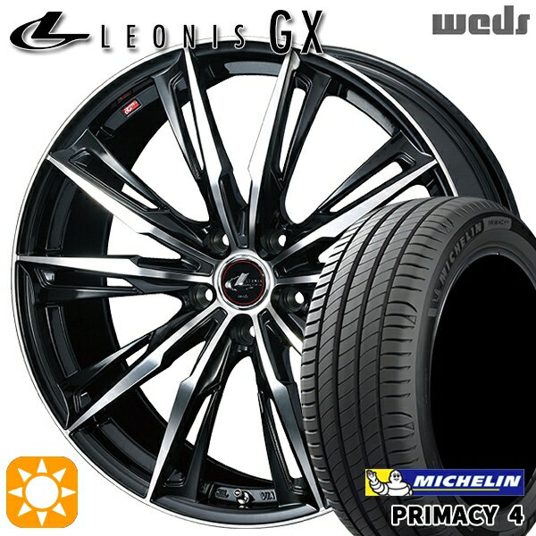 【取付対象】リーフ ノア 205/55R16 91W ミシュラン プライマシー4 Weds レオニス GX PBMC (パールブラック/ミラーカット) 16インチ 6.5J 5H114.3 サマータイヤホイールセット
