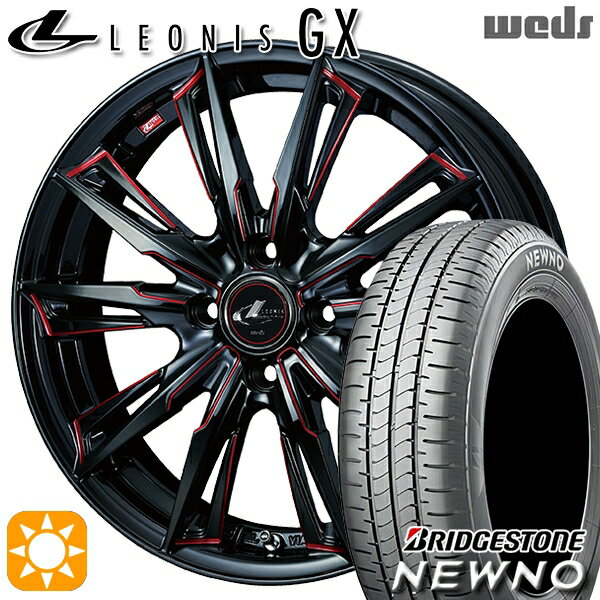【取付対象】195/45R16 84V ブリヂストン ニューノ Weds レオニス GX BK/SC[RED] (ブラック/SCマシニング[レッド]) 16インチ 6.0J 4H100 サマータイヤホイールセット