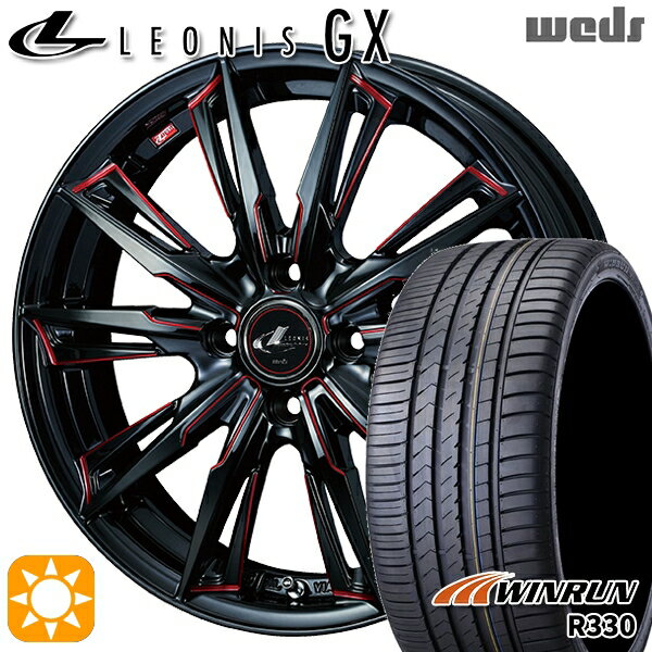 【取付対象】165/50R16 77V XL ウィンラン R330 Weds レオニス GX BK/SC[RED] (ブラック/SCマシニング[レッド]) 16インチ 5.0J 4H100 サマータイヤホイールセット