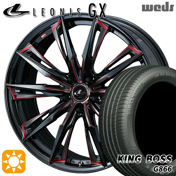【取付対象】C-HR カローラクロス 225/45R19 92W キングボス G866 Weds レオニス GX BK/SC[RED] (ブラック/SCマシニング[レッド]) 19インチ 8.0J 5H114.3 サマータイヤホイールセット